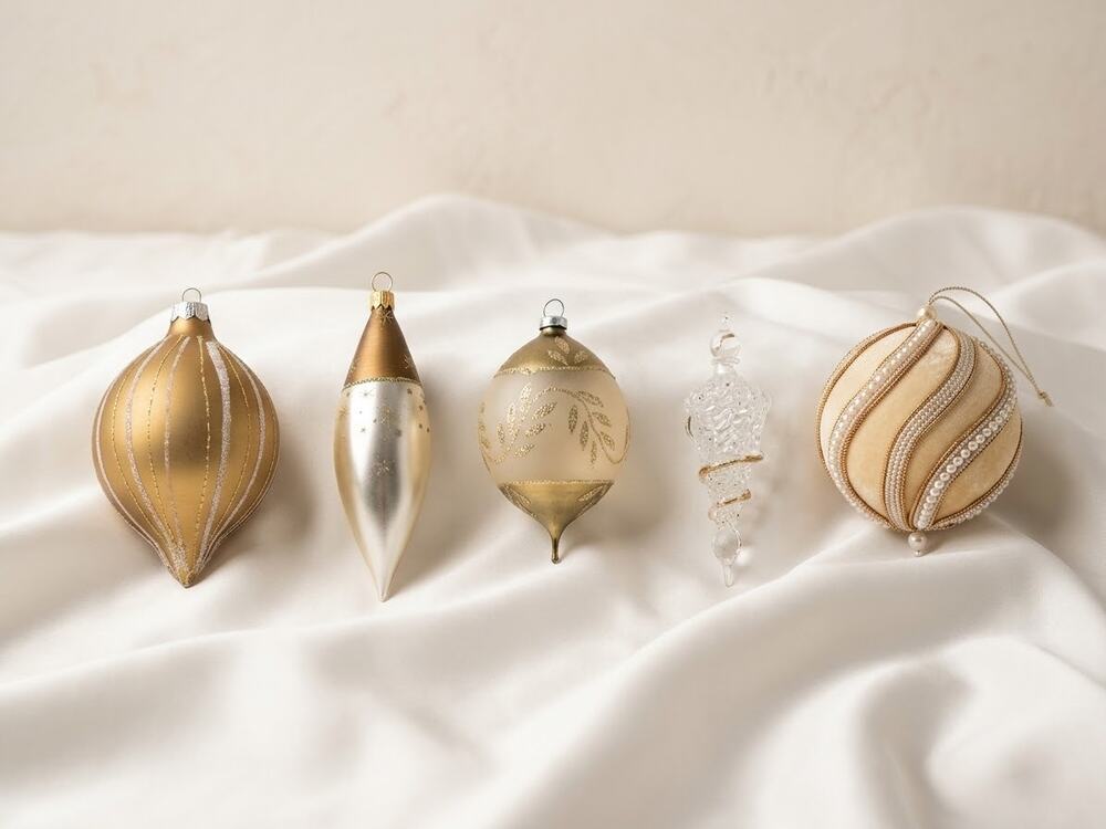 Vintage Mercury Glass Christmas Ornaments Set of 5 | Elegant Holiday Tree Decor